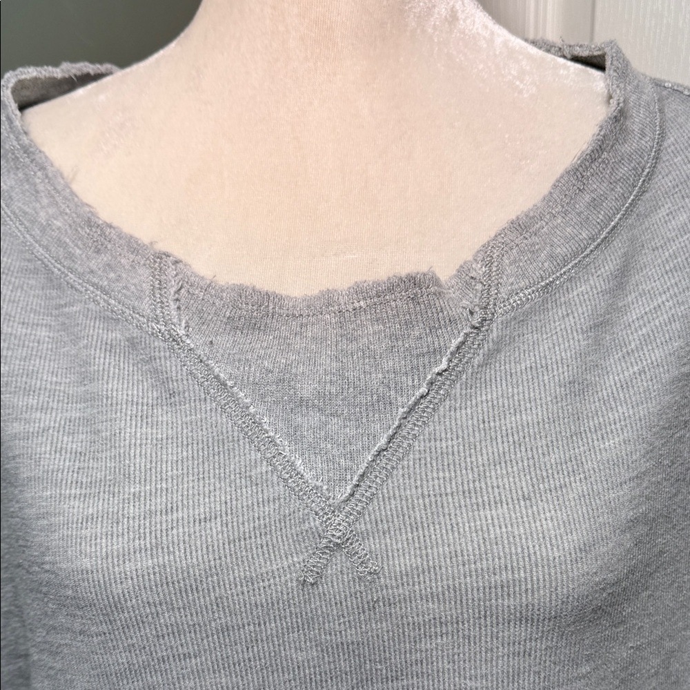 Free People We The Free Thermal Top Gray Oversized Waffle Knit Small - Picture 3 of 10
